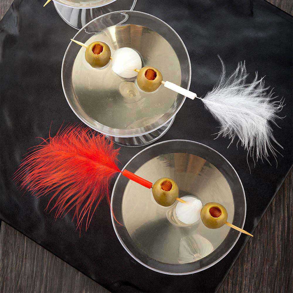 Skewers, 6 Inch, Bamboo, with Fuzzy Feather, 6 Linear Inch,1 - 500 COUNT