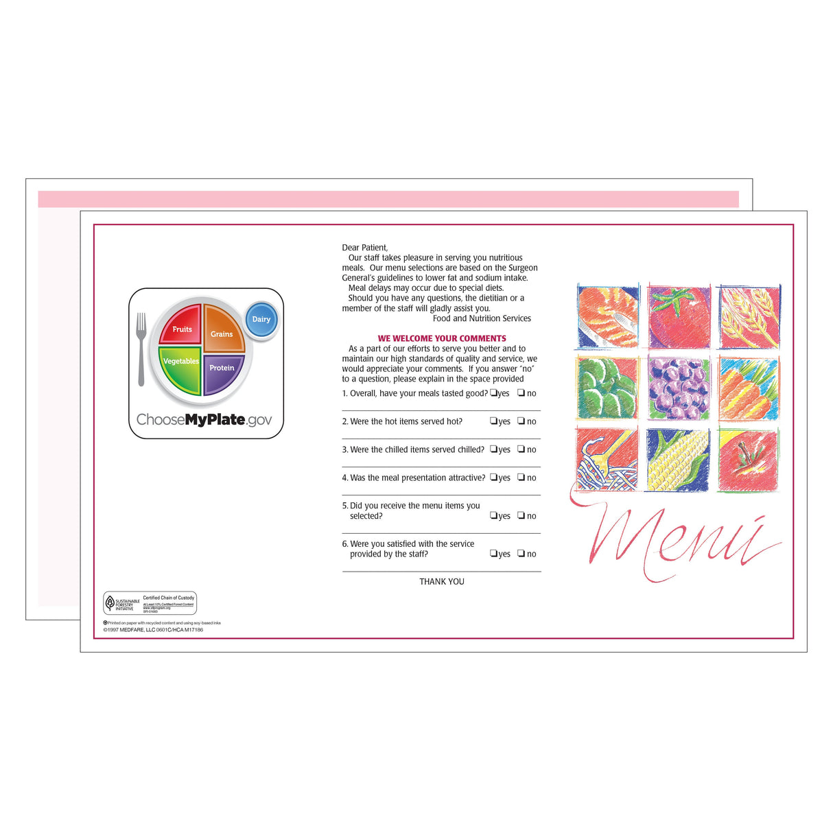 Menus, Blank, Market Medley Pink,1 - 500 COUNT