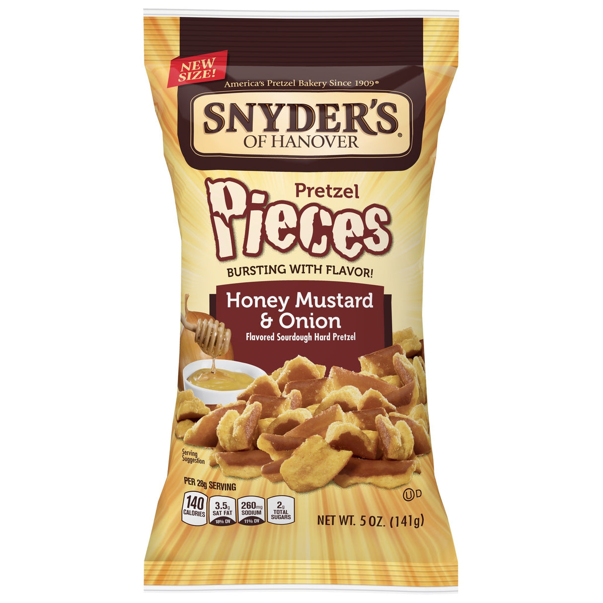 Pretzel, Honey Mustard & Onion, Pieces, Single-Serve,8 - 5 OUNCE