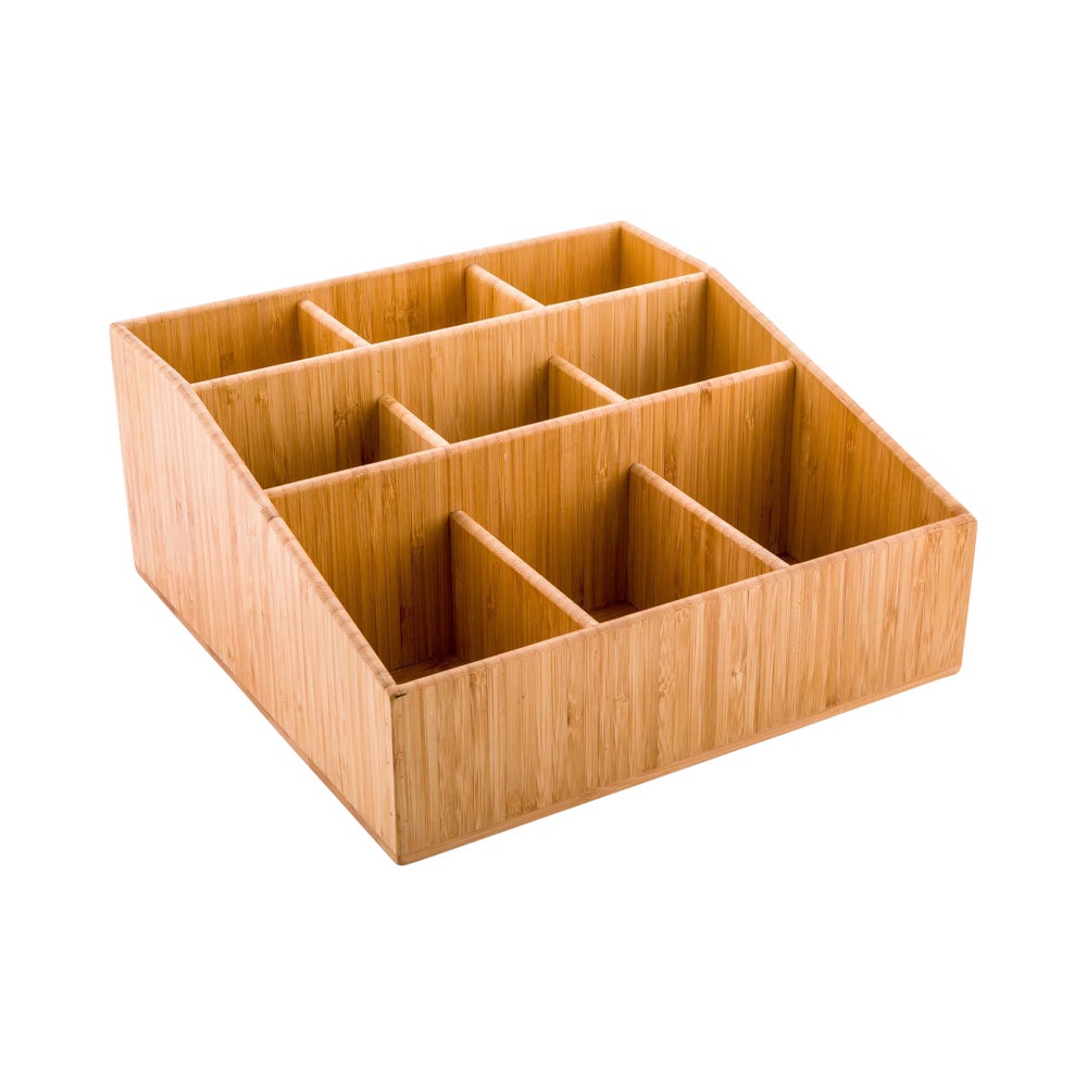 Organizer, Condiment, 11.75 x 11.75 x 5.5 Inch, 9-Compartment, Natural, Bamboo,1 - 1 EACH