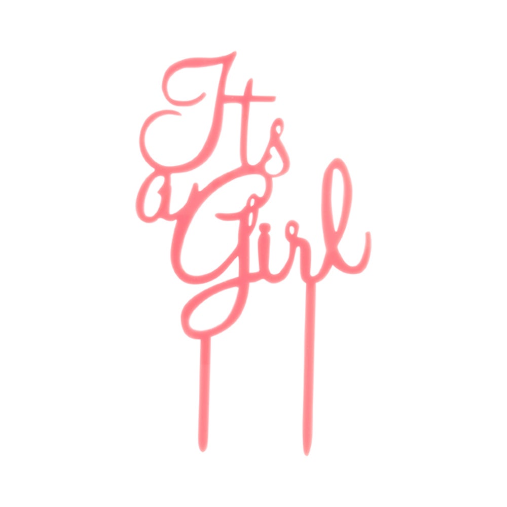 Cake Topper, Baby Shower, 7 x 4 Inch, Acrylic, Pink, It's a Girl,1 - 1 EACH