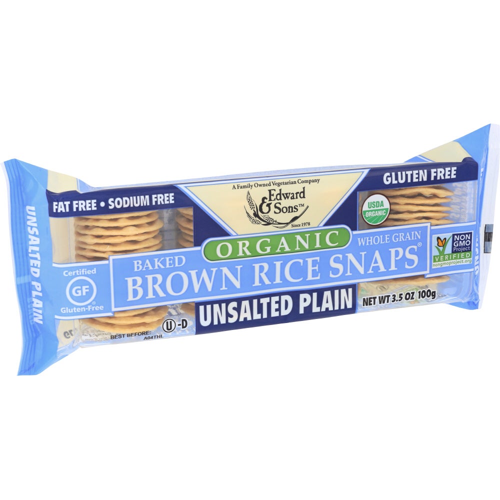 Snacks, Brown Rice Snaps, Plain, Unsalted,12 - 3.5 OUNCE