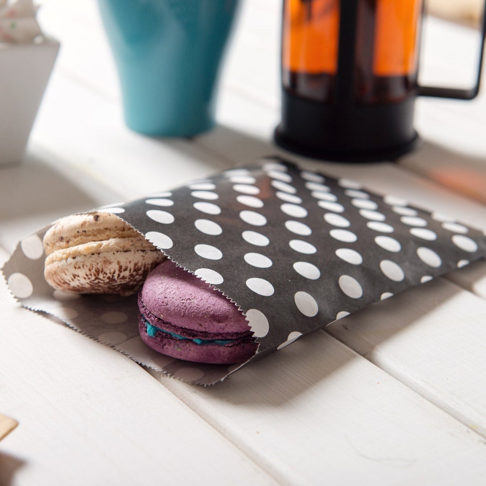Bags, Food, Paper, Black Polka Dots,1 - 100 COUNT