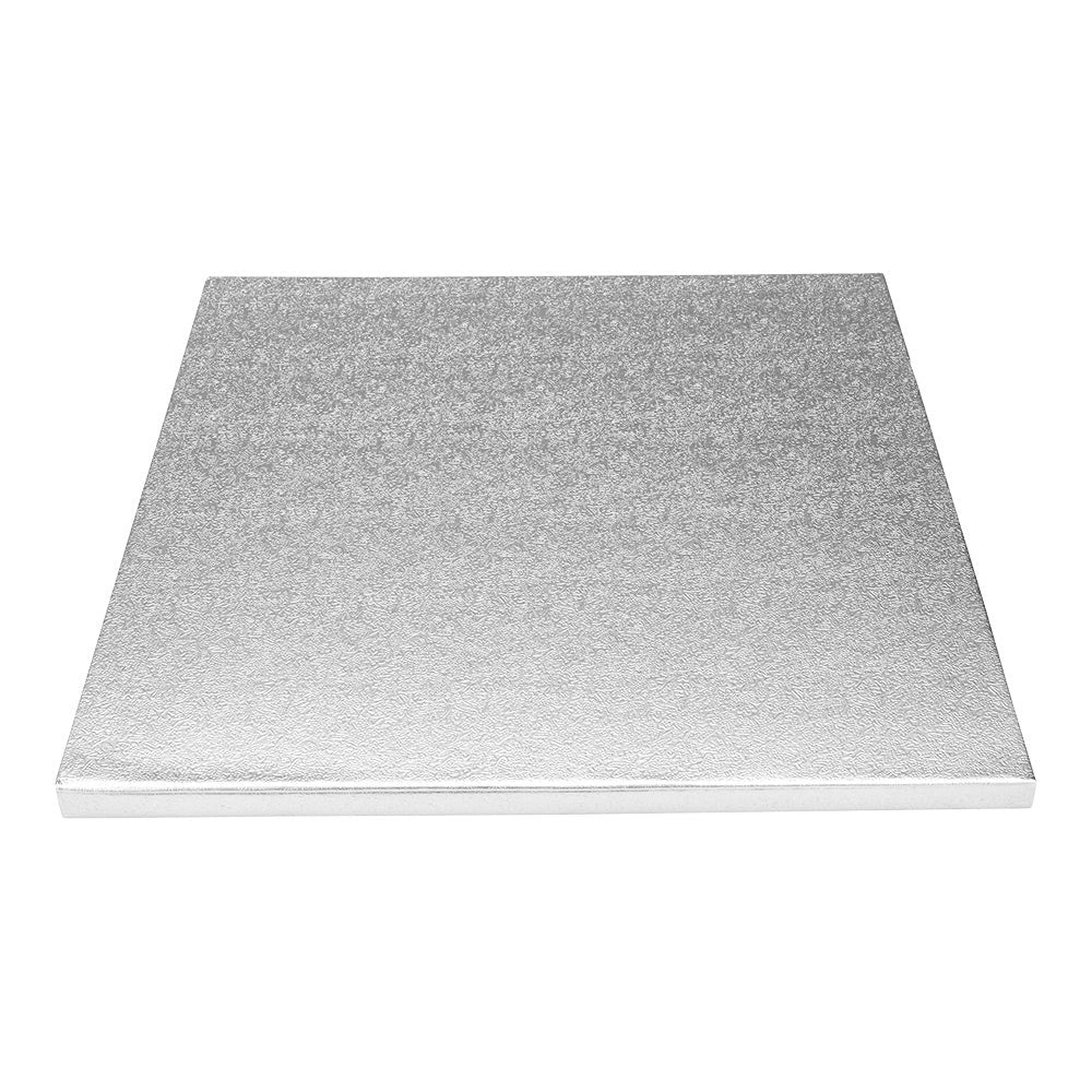 Cake Drum Board, Pastry Tek 10 x 10 x 0.5 Inch, Cardboard, Metallic Silver, Square,1 - 1 EACH