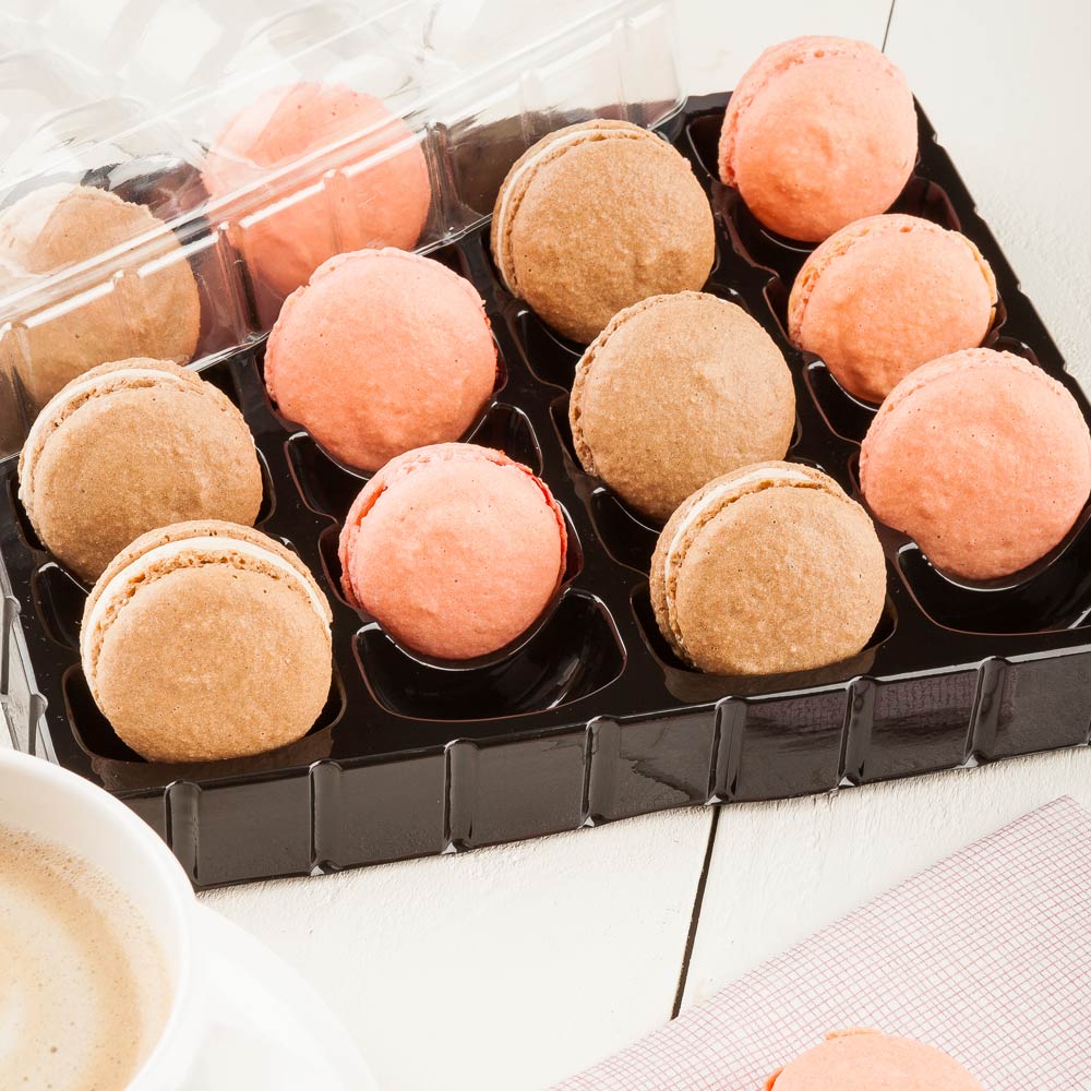 Containers, 24-Compartment Macaron, Plastic, Black, With Shock Safe Lid,100 - 1 EACH