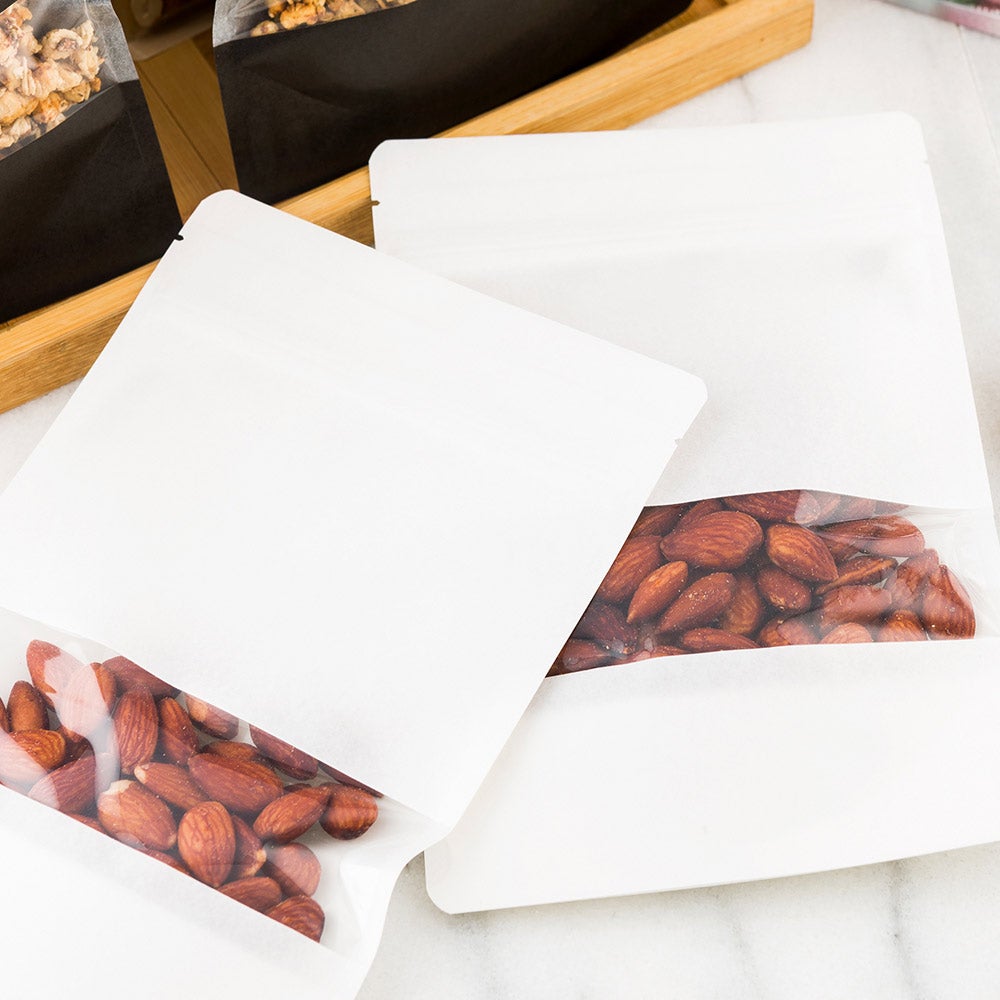 Bags, Heat-Sealable Snack, 8.9 Inch, Plastic, White, with Window, 8.9 Linear Inch,1 - 100 COUNT