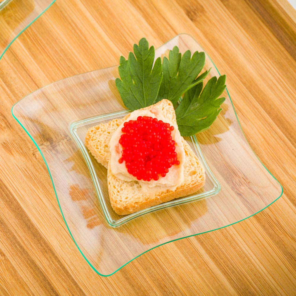 Plates, Appetizer, 3 Inch, Plastic, Sea Green Aqua Design, Wave-Edge, Heavyweight, 3 Linear Inch,1 - 100 COUNT