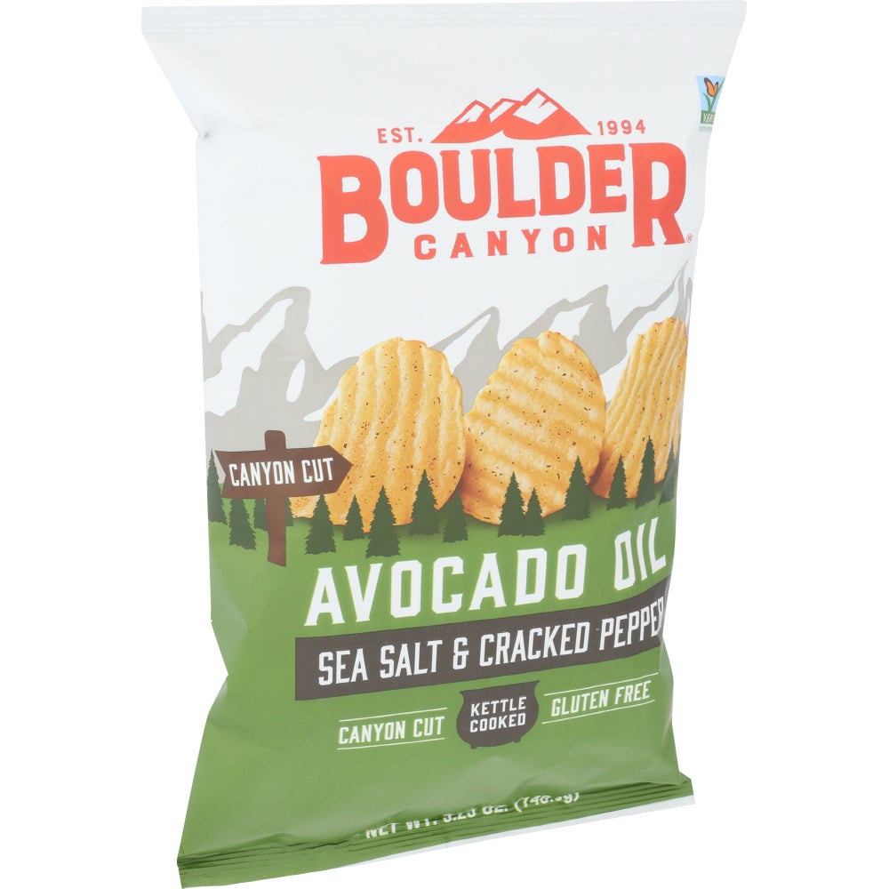 Chips, Potato, Kettle, Cracked Pepper Sea Salt, Made with Avocado Oil,12 - 5.25 OUNCE