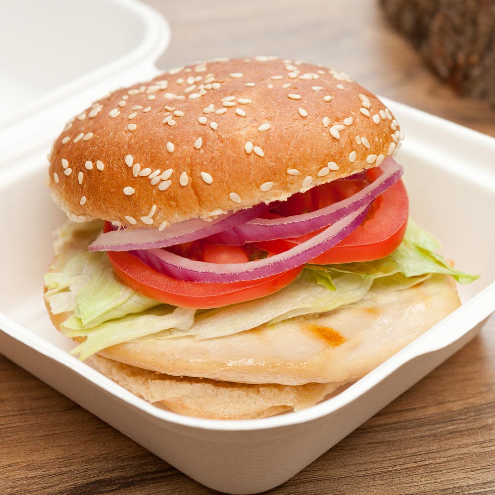 Containers, Take-Out, 6 Inch, Bagasse, White Collezione Design, Clamshell,1 - 100 COUNT