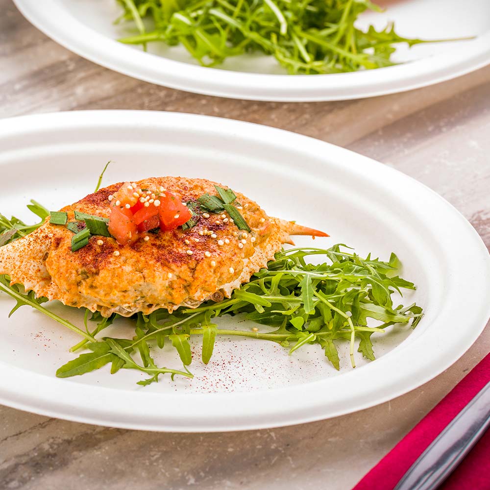 Plates, Dinner, 10 x 8 Inch, Bagasse, White Collezione Design, Oval,1 - 100 COUNT