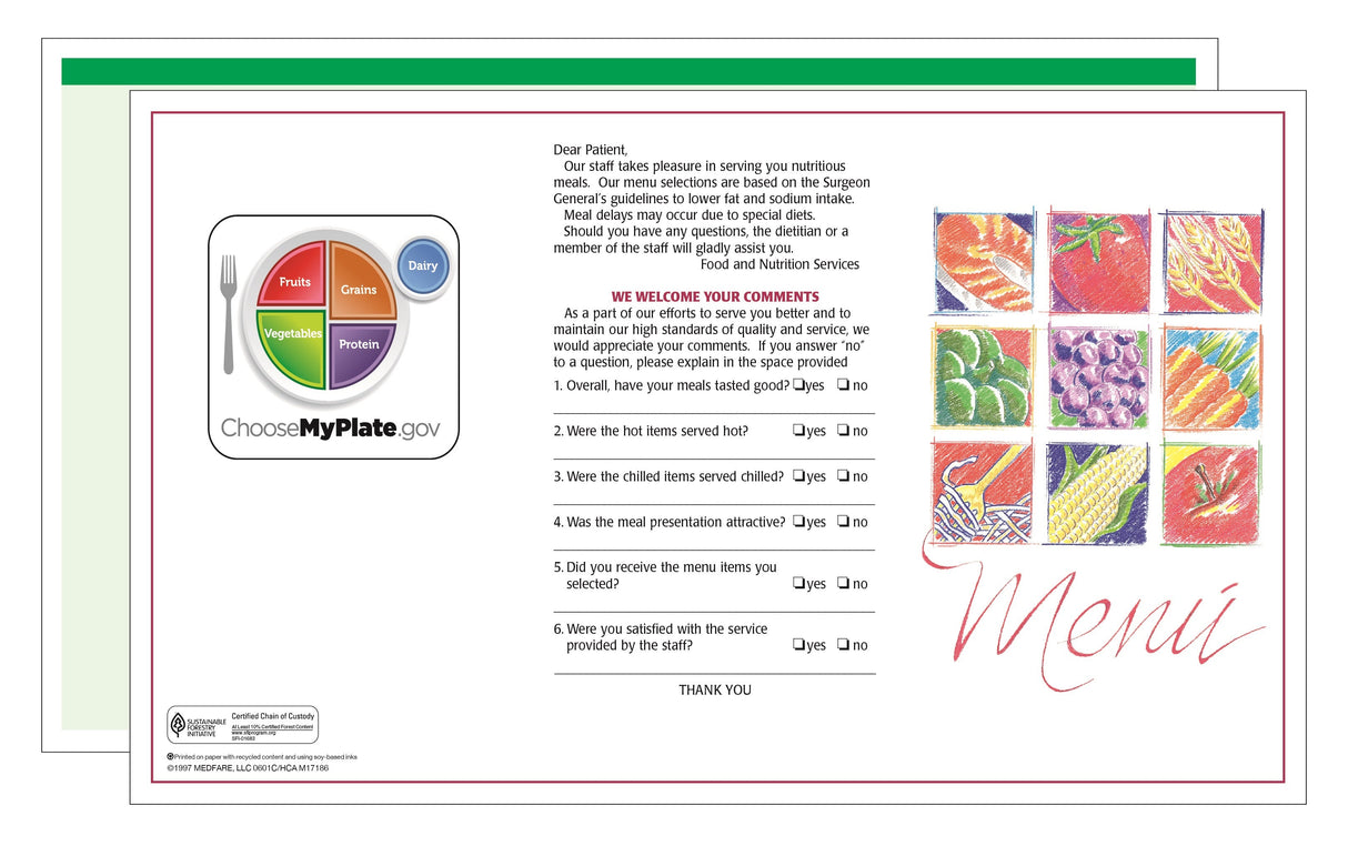 Menus, Green, Blank, Market Medley,1 - 500 COUNT