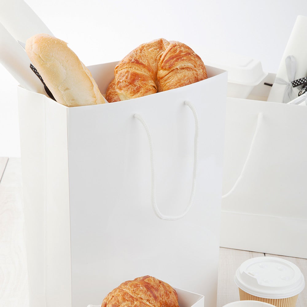 Bags, Shopping, 9.5 x 14 Inch, Paper, White, With Handle,1 - 10 COUNT