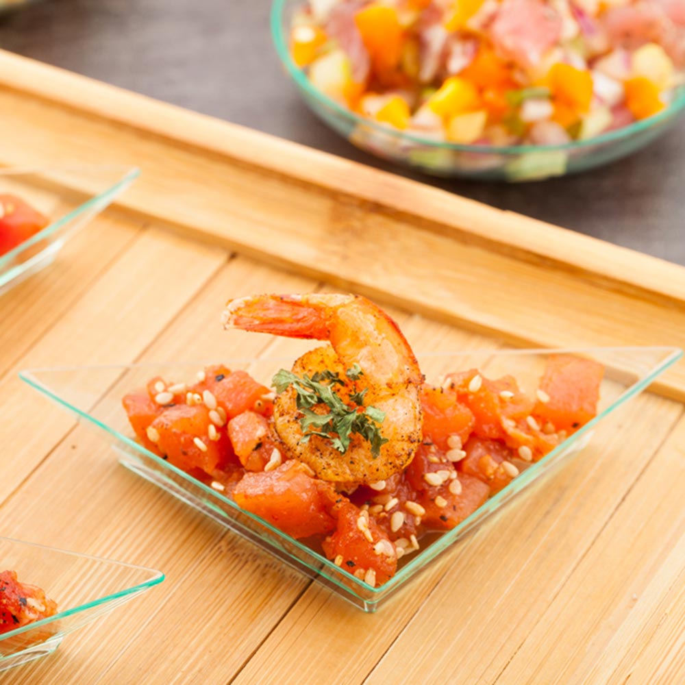 Plates, Triangolo Appetizer, 4 Inch, Plastic, Sea Green, Soft Triangle, Heavyweight, 4 Linear Inch,1 - 100 COUNT