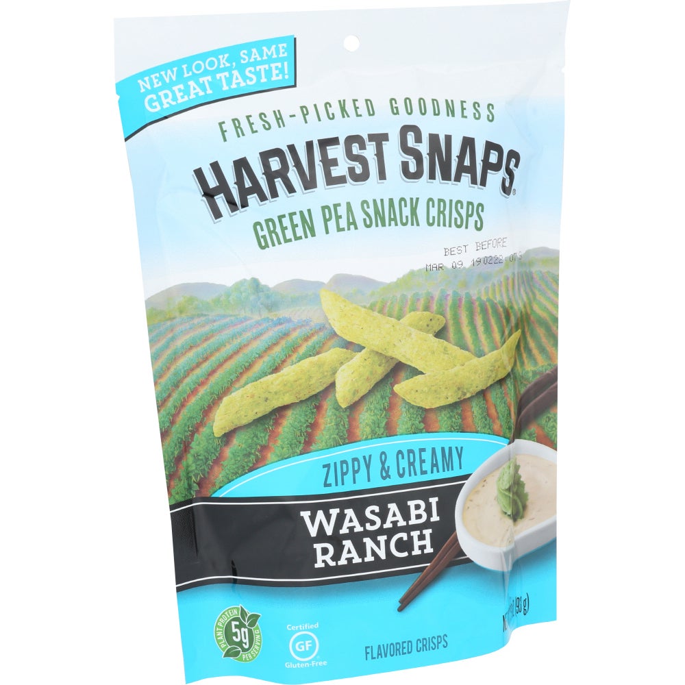 Snacks, Snapea Crisps, Wasabi Ranch,12 - 3.3 OUNCE