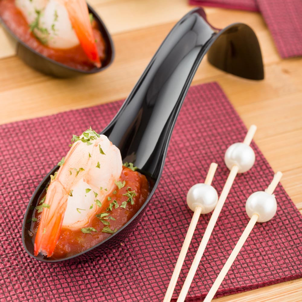 Spoons, Appetizer, 5 Inch, Plastic, Black Stiletto Design, Heavyweight, 5 Linear Inch,1 - 100 COUNT