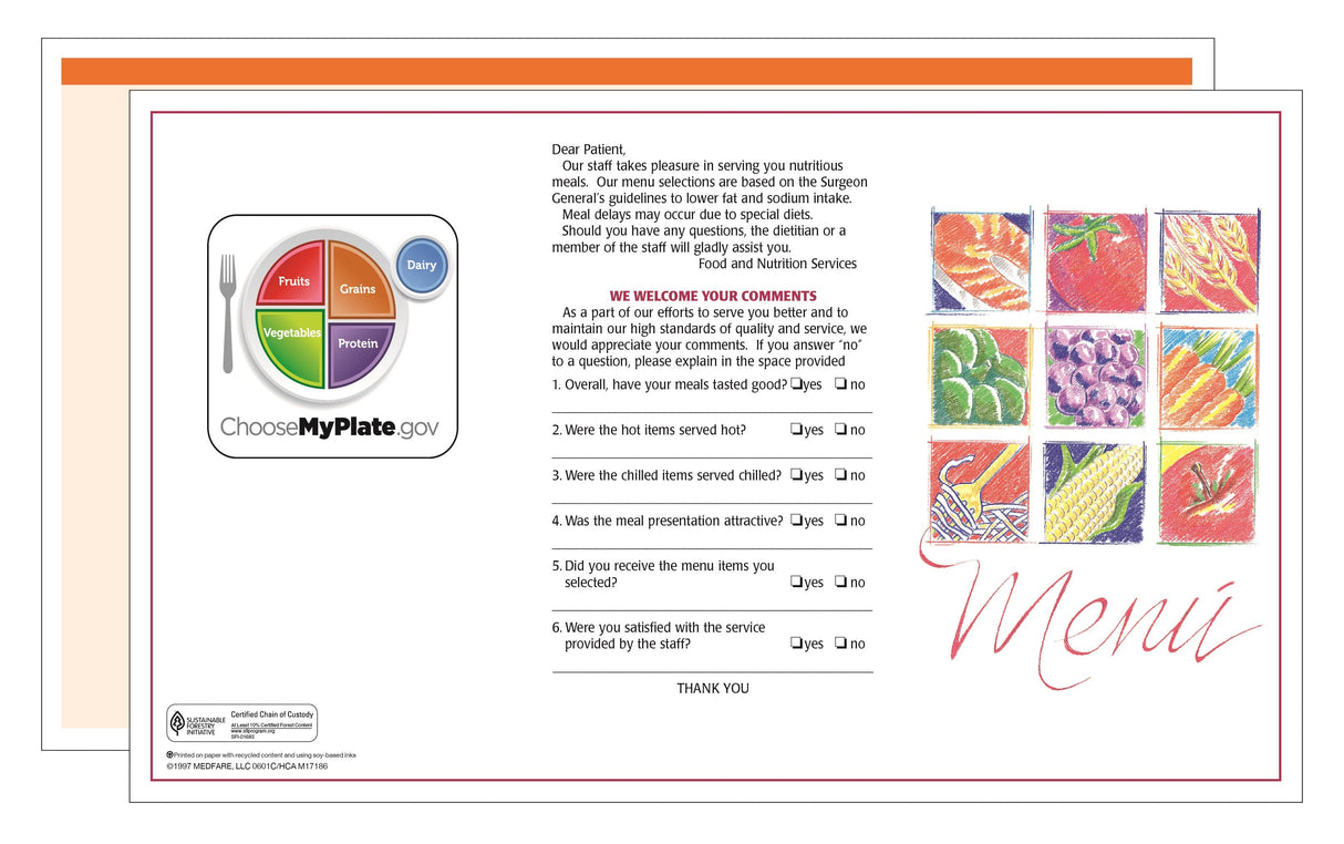 Menus, Orange, Blank, Market Medley,1 - 500 COUNT