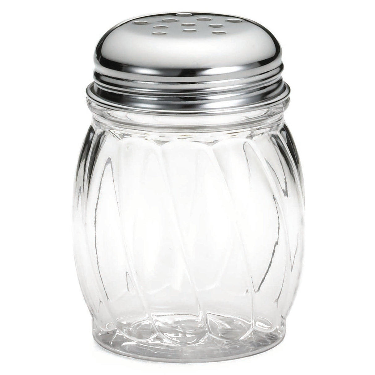 Shakers, Grated Cheese, 6 Ounce, Swirl, Plastic with Chrome Plated Metal Perforated Tops, 6 Ounce,24 - 1 EACH