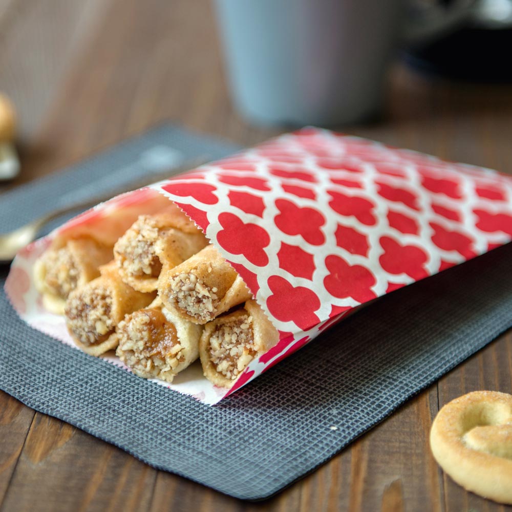 Bags, Food, Paper, Red Asian Monogram,1 - 100 COUNT