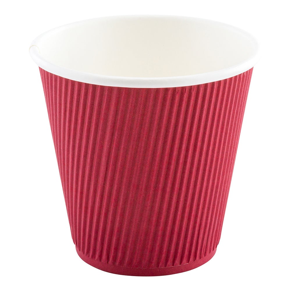 Cups, Hot, 8 Ounce, Paper, Crimson, Ripple Wall,1 - 500 COUNT