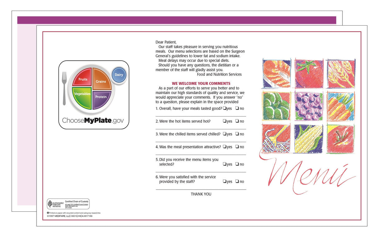 Menus, Purple, Blank, Market Medley,1 - 500 COUNT