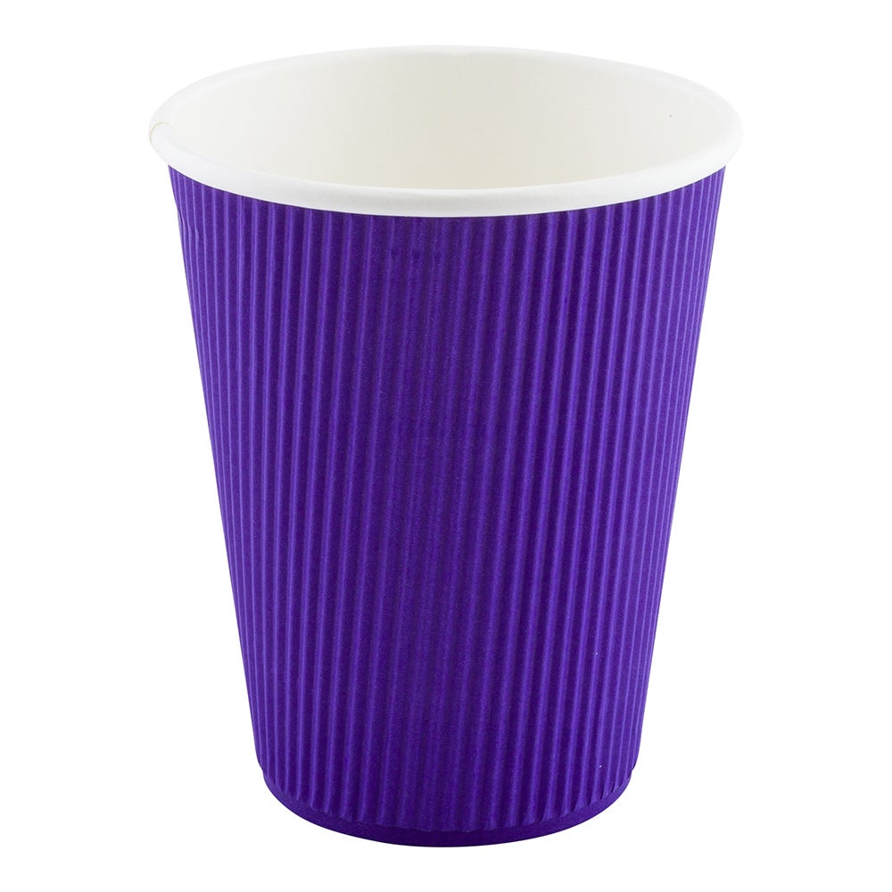Cups, Hot, 12 Ounce, Paper, Royal Purple, Ripple Wall,1 - 500 COUNT