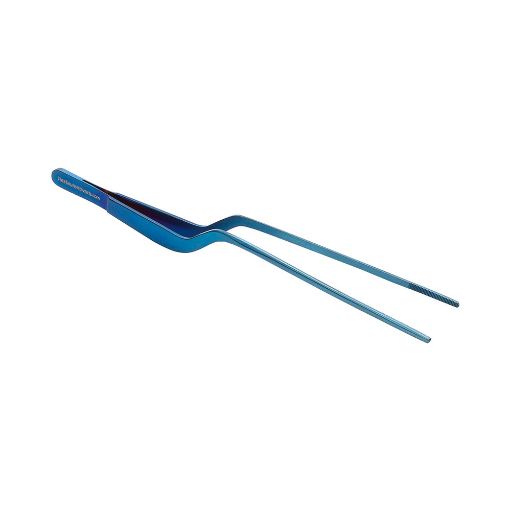 Tweezers, Offset, 7.9 Inch, Titanium Blue Stainless Steel, 7.9 Linear Inch,1 - 1 EACH