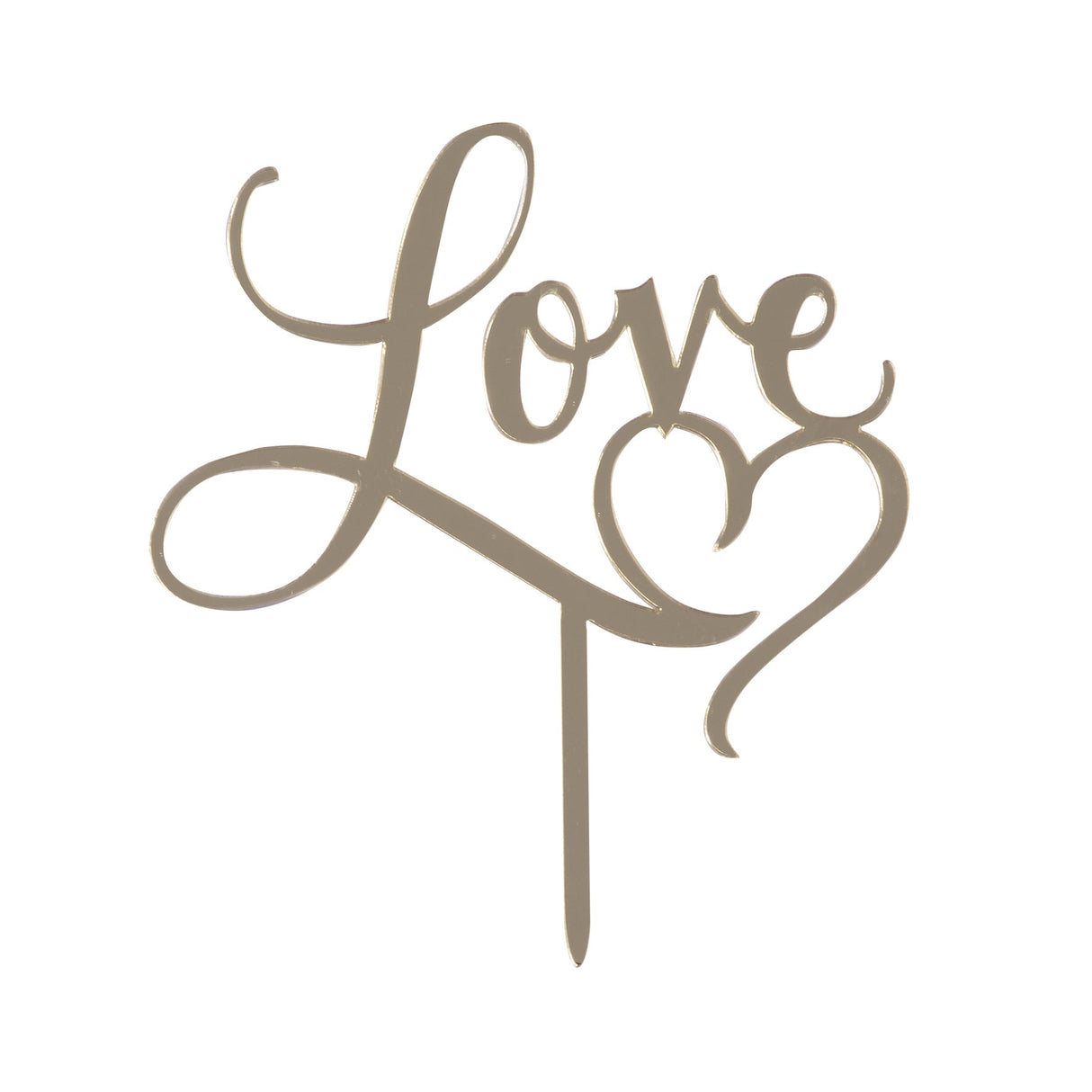 Cake Topper, Love, 5.75 x 5.25 Inch, Acrylic, Gold, Heart, Mirrored,1 - 1 EACH