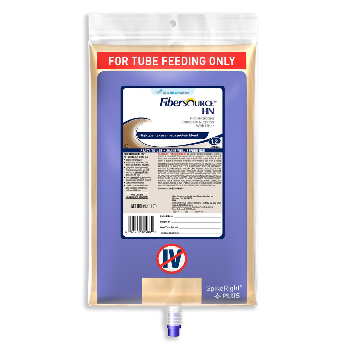 Supplements, Tube Feeding, Fibersource HN, Unflavored Adult, Ready to Use,6 - 33.8 FLUID
