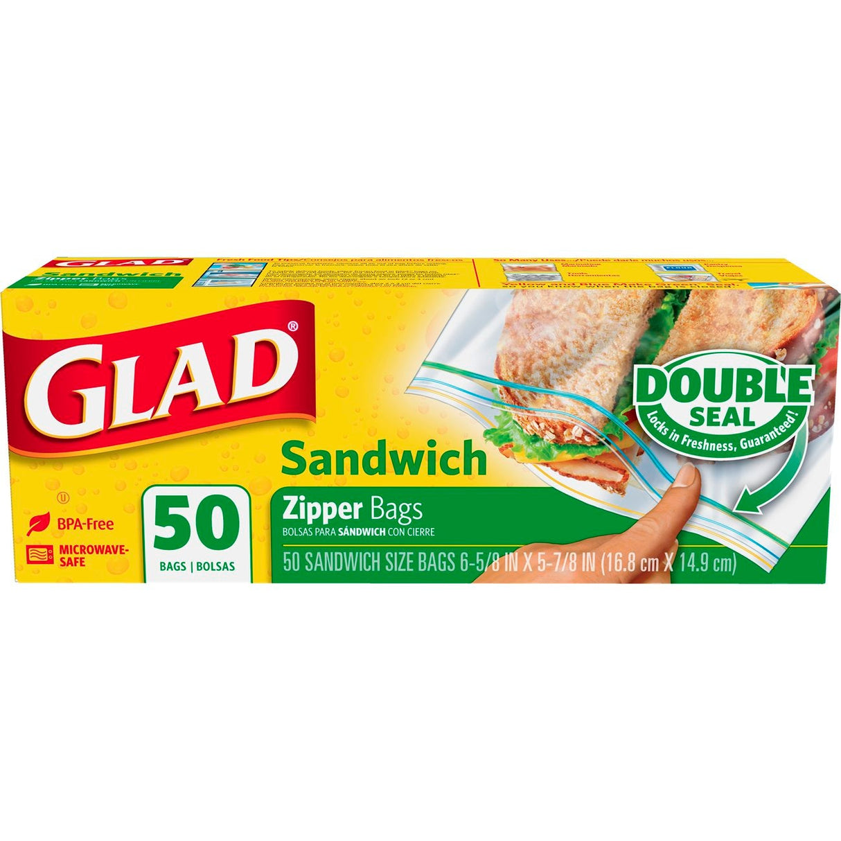 Bags, Sandwich, Plastic, Clear, Double Zip Seal,12 - 50 COUNT