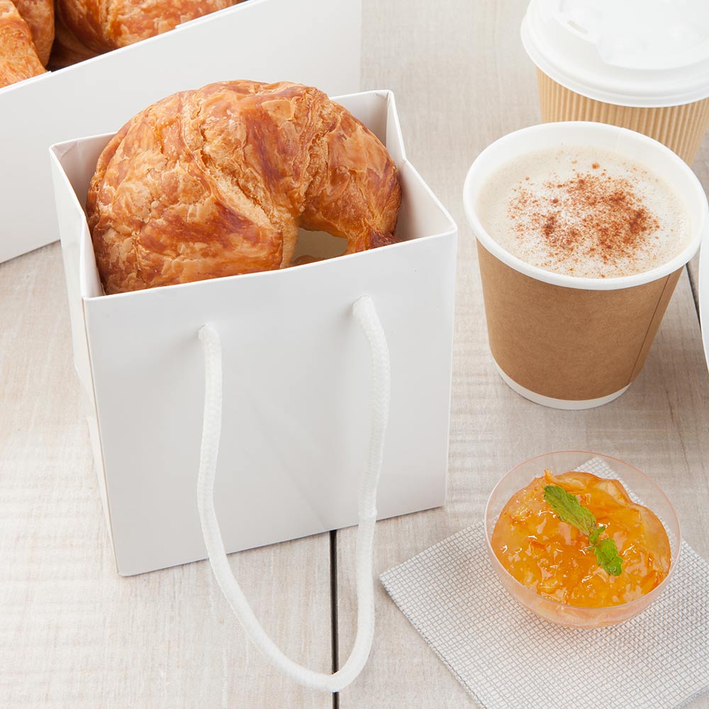 Bags, Shopping, 5 x 5.5 Inch, Paper, White, With Handle,1 - 10 COUNT