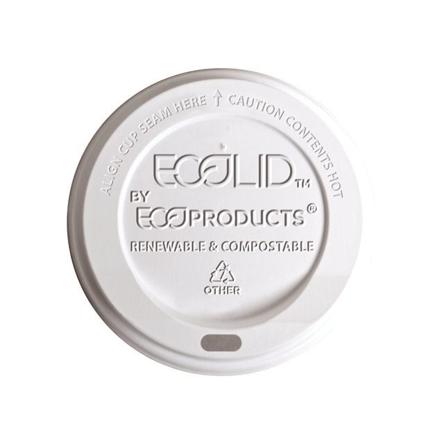 Lids, Dome, Sip-Thru, Plastic, White, Compostable, for 8 Ounce Hot Cups, 8 Ounce,16 - 50 COUNT