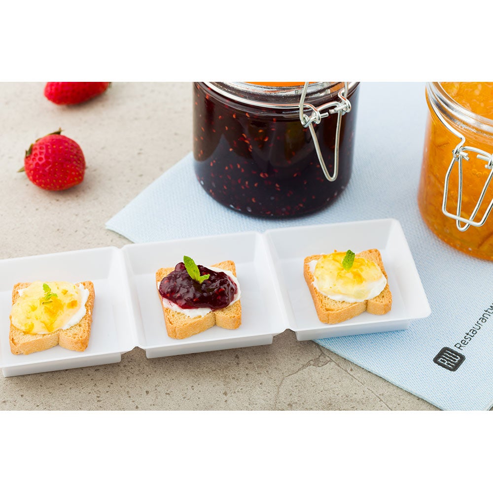 Plates, Appetizer, 7.5 Inch, Plastic, White Terzetto Design, Square, Heavyweight, 7.5 Linear Inch,1 - 100 COUNT