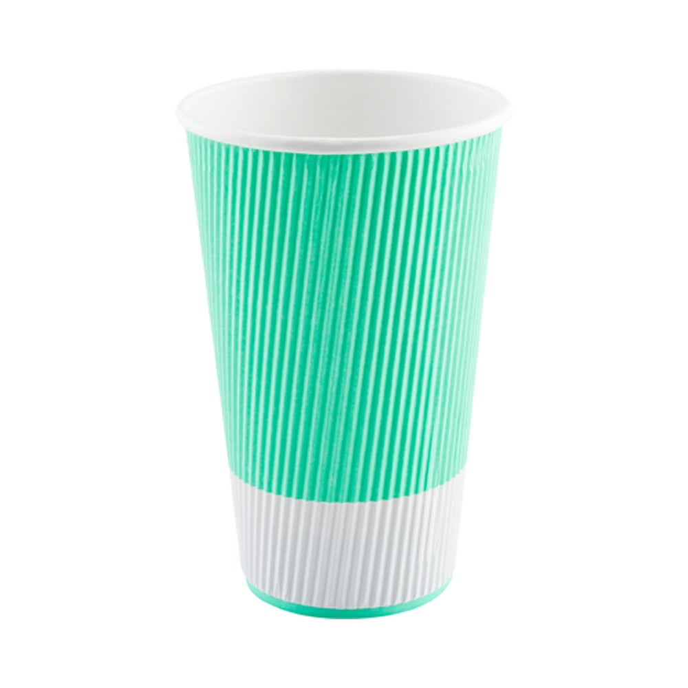 Cups, Hot, 16 Ounce, Paper, Light Green, Ripple Wall,1 - 500 COUNT