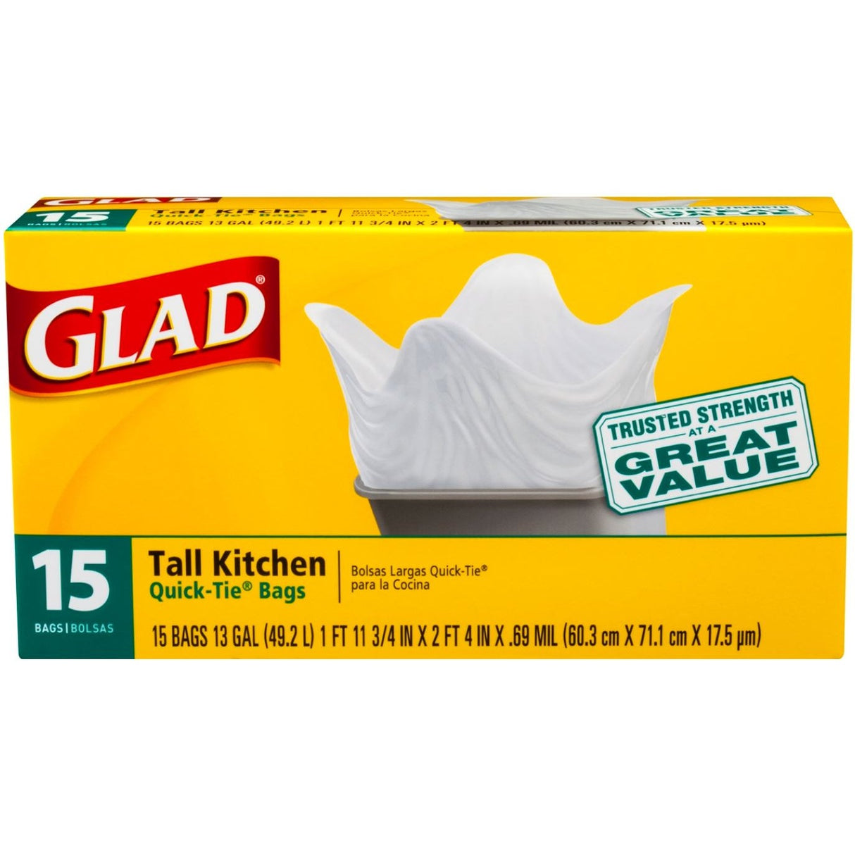 Can Liners, Tall, 13 Gallon, White, Quick-Tie, 13 Gallon,12 - 15 COUNT