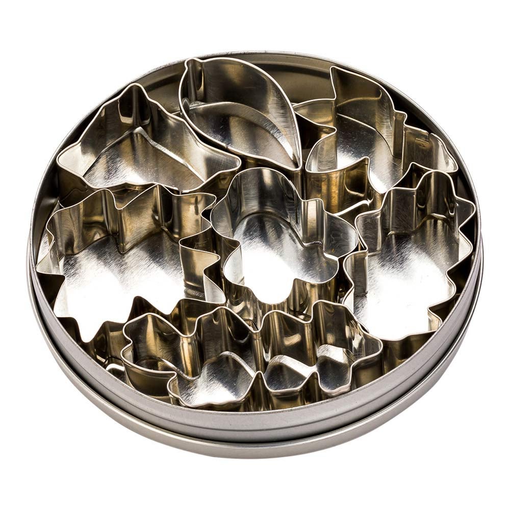 Cutter Set, Cookie, Pastry Tek 7-Piece, Leaf, Metal, in Round Tin Box,1 - 1 EACH