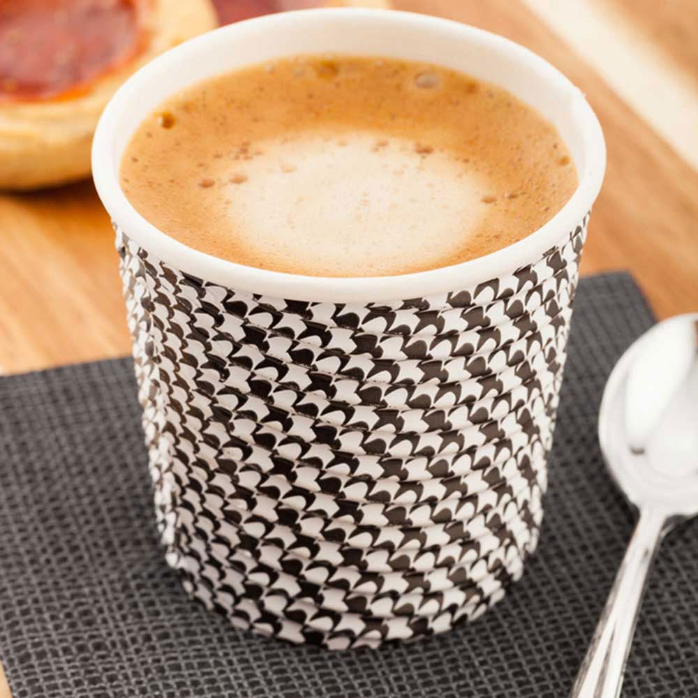 Cups, Hot, 4 Ounce, Paper, Black Houndstooth, Spiral Wall, 4 Ounce,1 - 500 COUNT