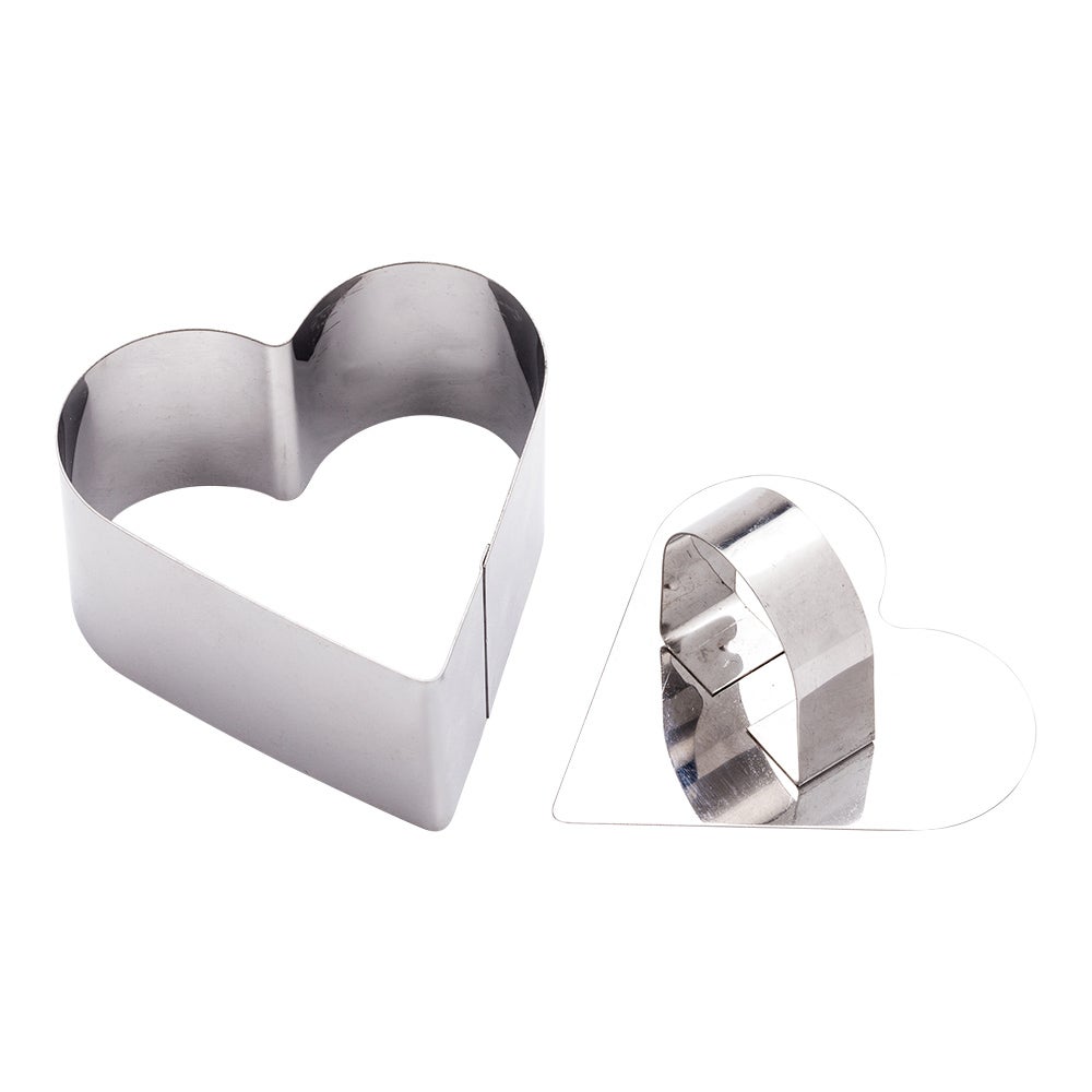 Ring Mold, Pastry, Pastry Tek 3.2 x 1.6 Inch, Heart, Stainless Steel, with Press,1 - 1 EACH