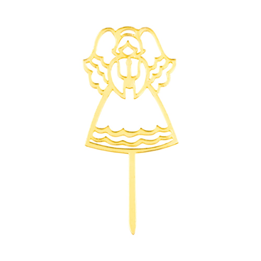 Cake Topper, Angel, 3 x 1.25 Inch, Acrylic, Gold, Mirrored,1 - 100 COUNT