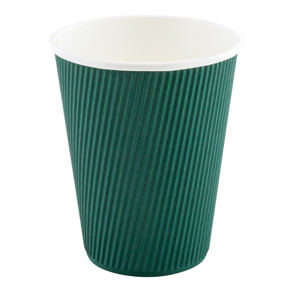 Cups, Hot, 12 Ounce, Paper, Forest Green, Ripple Wall,1 - 500 COUNT
