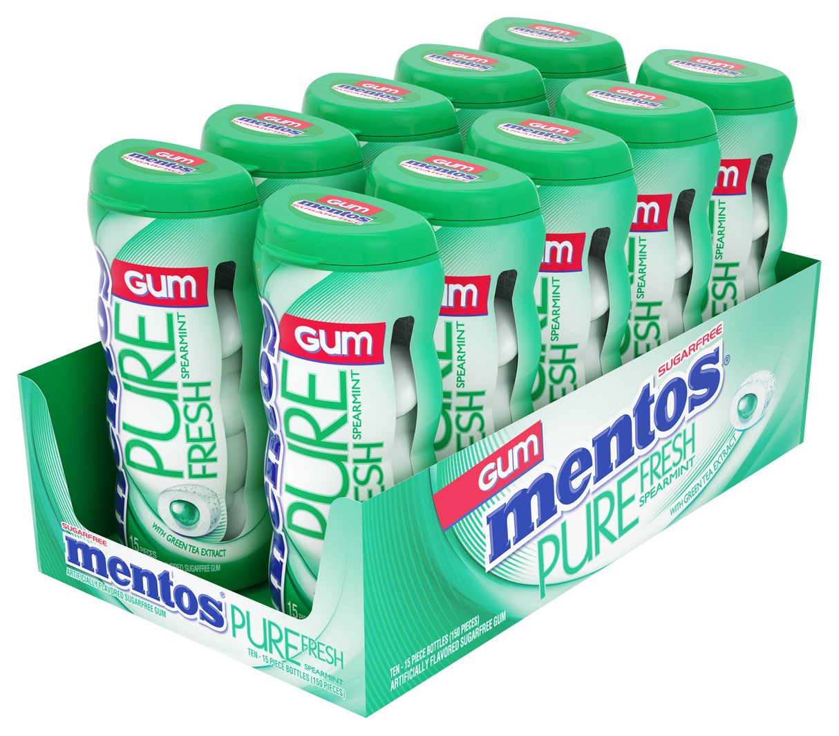 Gum, Spearmint, Pure Fresh, Sugar-Free, Pocket Bottle,12 - 10 COUNT