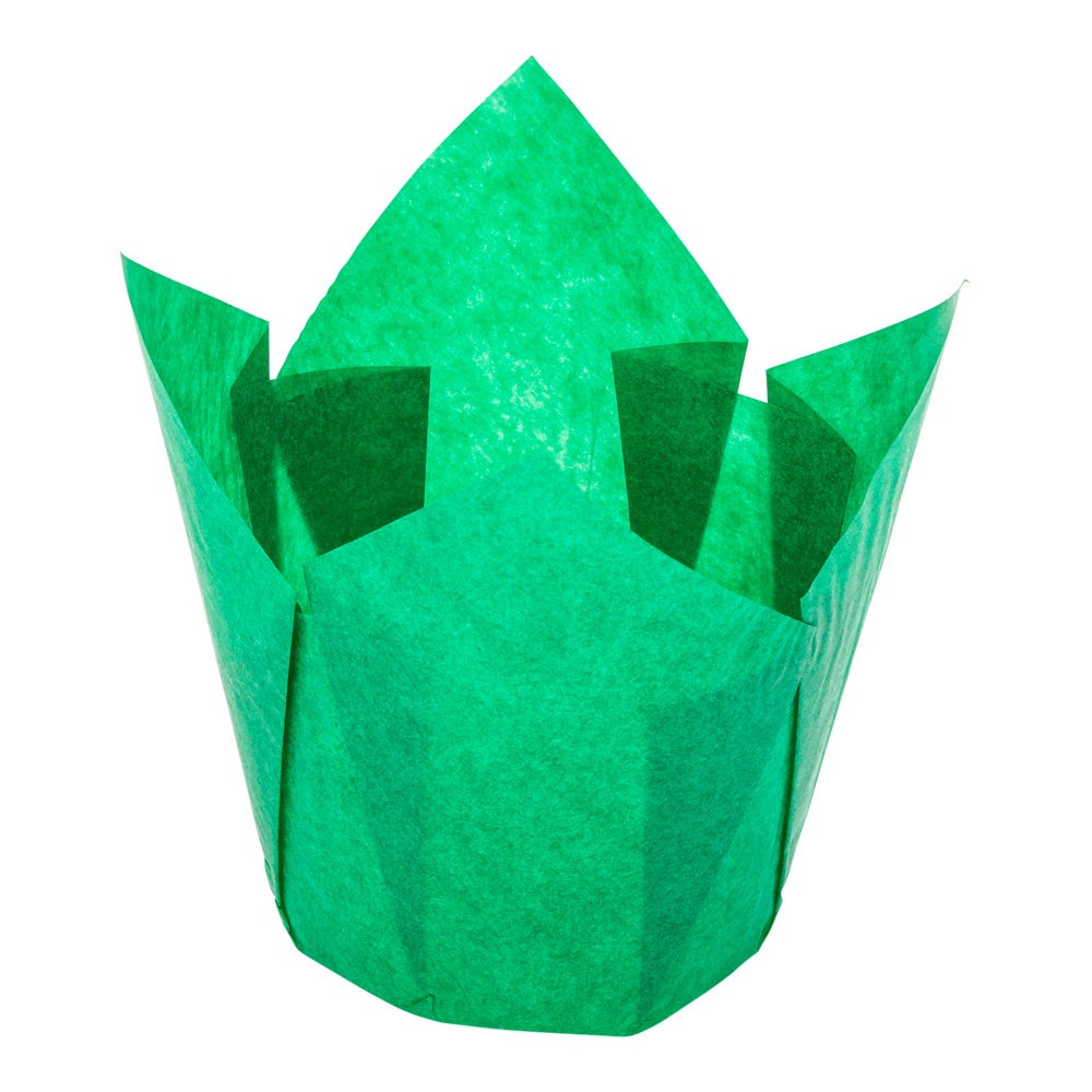 Cups, Baking, Panificio 3.5 Inch, Greaseproof Paper, Green, Tulip,1 - 200 COUNT