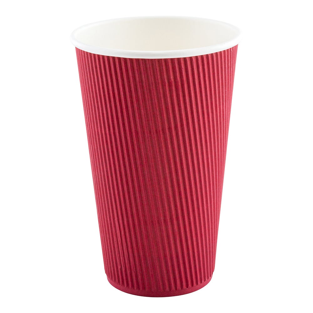 Cups, Hot, 16 Ounce, Paper, Crimson, Ripple Wall,1 - 500 COUNT