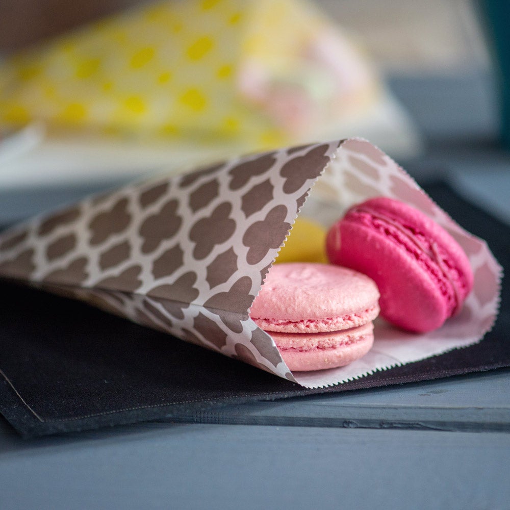 Bags, Food, Paper, Grey Asian Monogram,1 - 100 COUNT