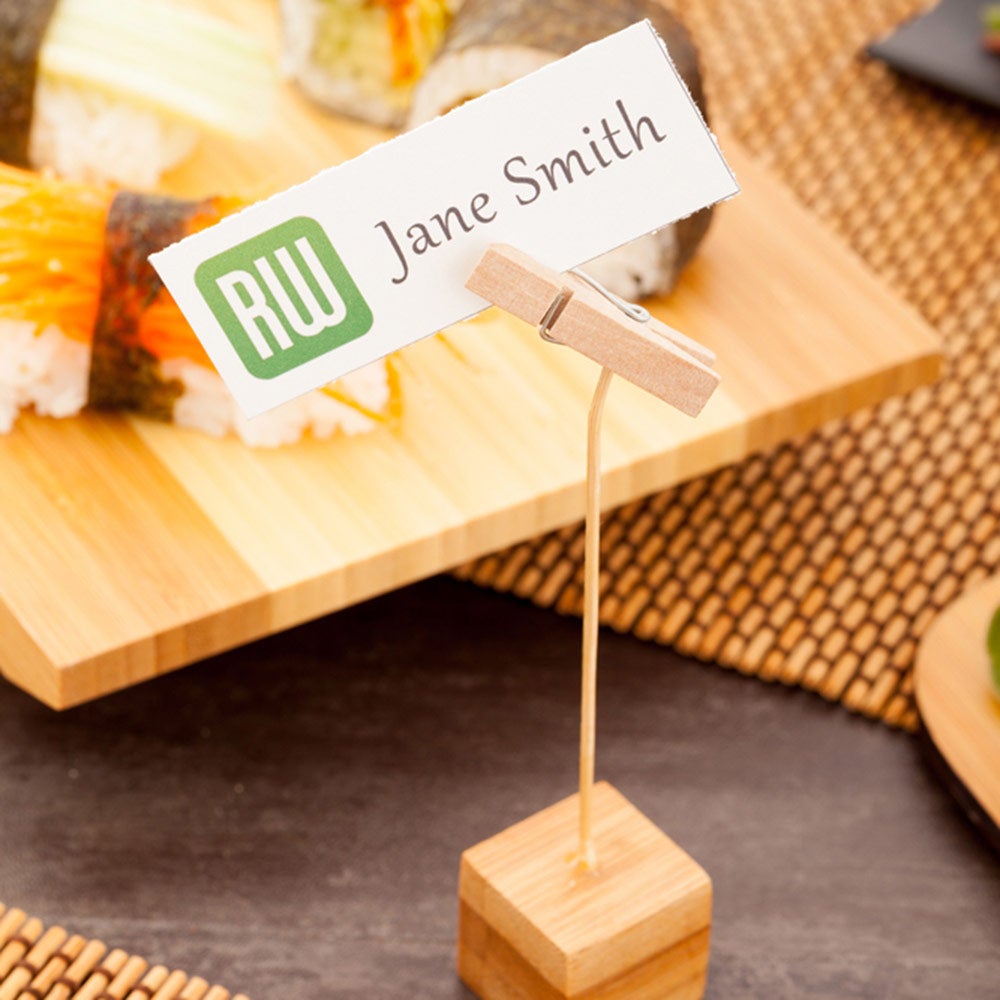 Holders, Card, 5 Inch, Bamboo, with Wood Clip, 5 Linear Inch,1 - 100 COUNT