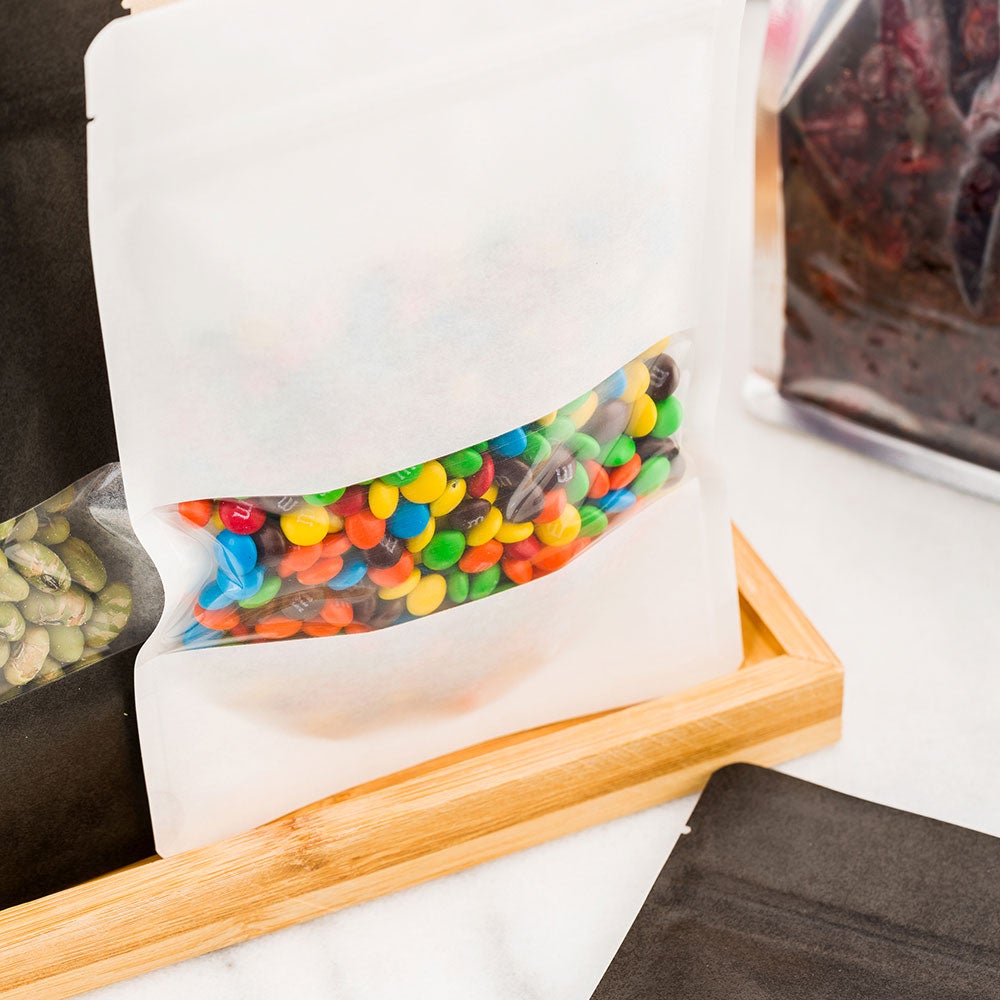 Bags, Heat-Sealable Snack, 8.1 Inch, Plastic, White, with Window, 8.1 Linear Inch,1 - 100 COUNT