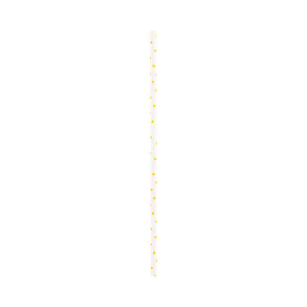 Cake Pop & Lollipop Sticks, 6 Inch x 0.16 Inch, Paper, White, with Yellow Polka Dots, Biodegradeable,1 - 100 COUNT