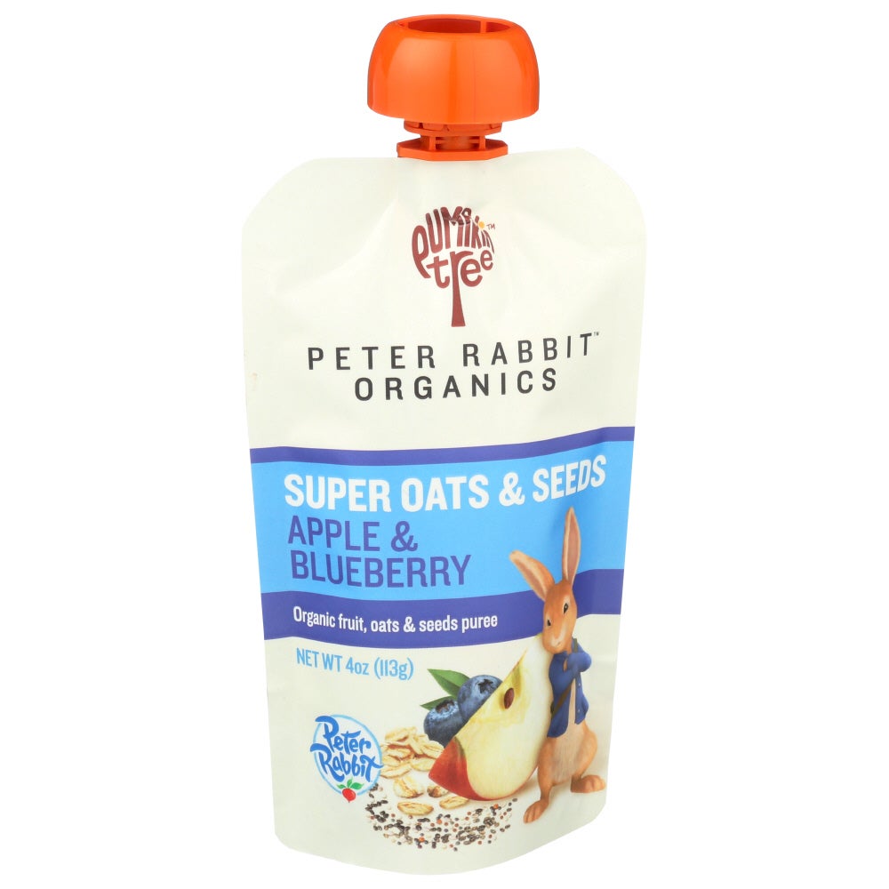 Baby Food, Super Oats/Seeds/Apple/Blueberry, Stage 2, Squeeze Pouch,10 - 4 OUNCE