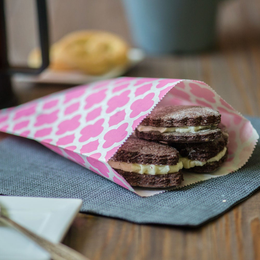 Bags, Food, Paper, Pink Asian Monogram,1 - 100 COUNT