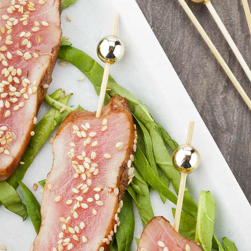 Skewers, 6 Inch, Bamboo, Gold Sphere, 6 Linear Inch,1 - 1000 COUNT