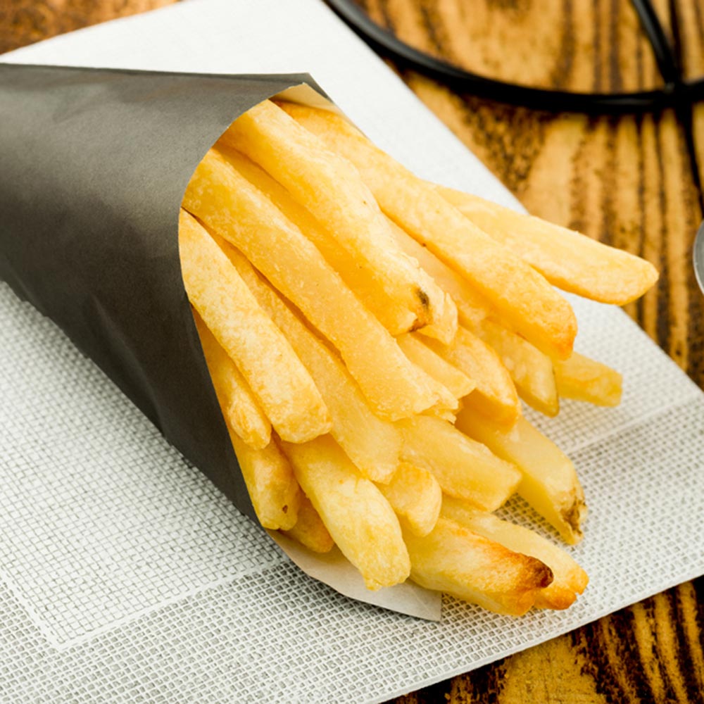Cones, Food, 5.9 Inch, Grease Proof Paper, Black, 5.9 Linear Inch,1 - 100 COUNT